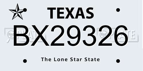 BX29326 Texas License Plate