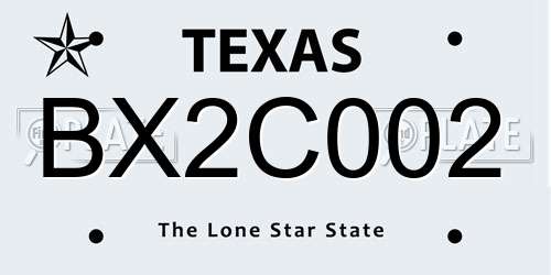BX2C002 Texas License Plate