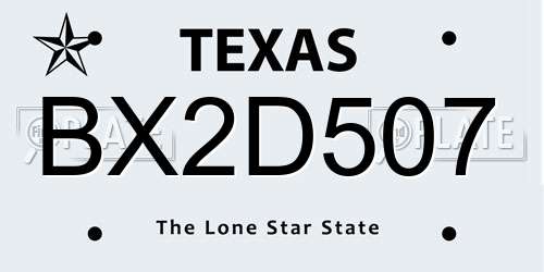 BX2D507 Texas License Plate