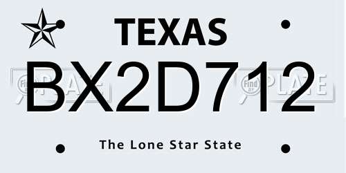 BX2D712 Texas License Plate