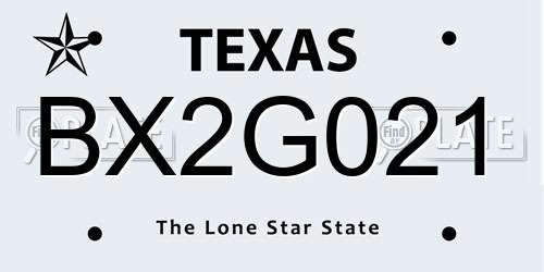 BX2G021 Texas License Plate