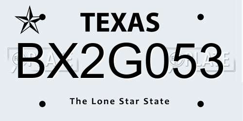 BX2G053 Texas License Plate