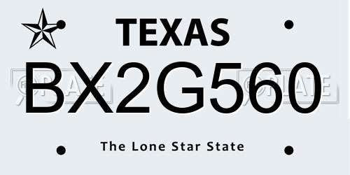 BX2G560 Texas License Plate