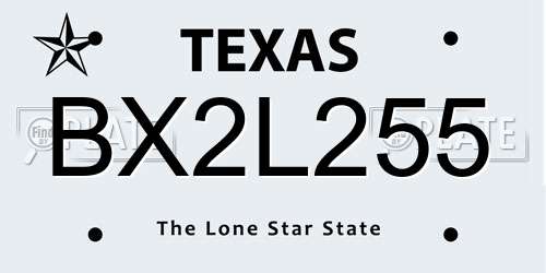 BX2L255 Texas License Plate