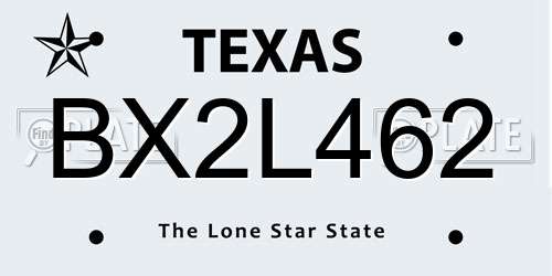 BX2L462 Texas License Plate