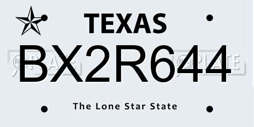BX2R644 Texas License Plate
