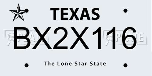 BX2X116 Texas License Plate