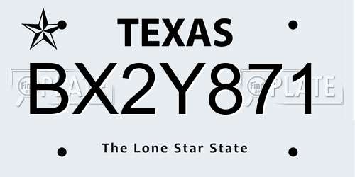 BX2Y871 Texas License Plate