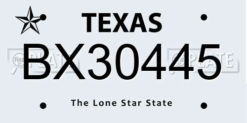 BX30445 Texas License Plate