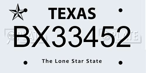 BX33452 Texas License Plate