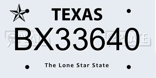 BX33640 Texas License Plate