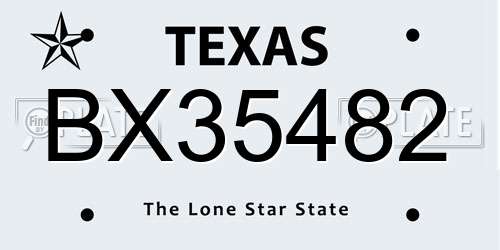 BX35482 Texas License Plate