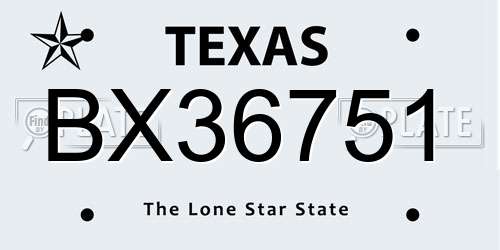 BX36751 Texas License Plate