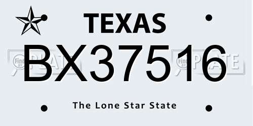BX37516 Texas License Plate