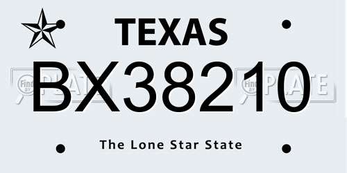BX38210 Texas License Plate