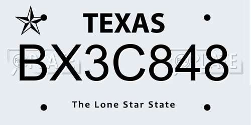 BX3C848 Texas License Plate