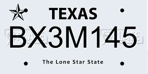 BX3M145 Texas License Plate