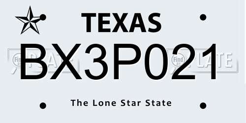 BX3P021 Texas License Plate