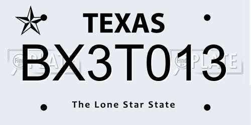 BX3T013 Texas License Plate