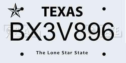 BX3V896 Texas License Plate