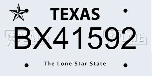 BX41592 Texas License Plate