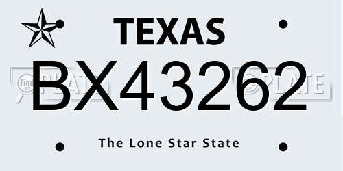 BX43262 Texas License Plate