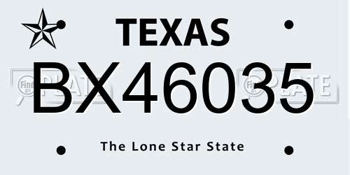 BX46035 Texas License Plate