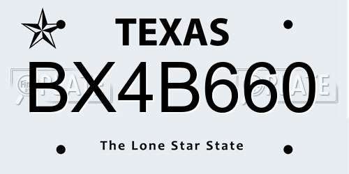 BX4B660 Texas License Plate