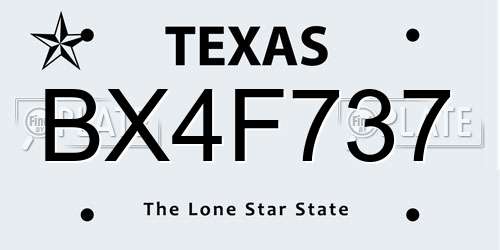 BX4F737 Texas License Plate
