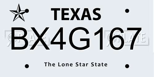 BX4G167 Texas License Plate