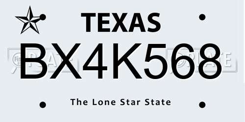 BX4K568 Texas License Plate