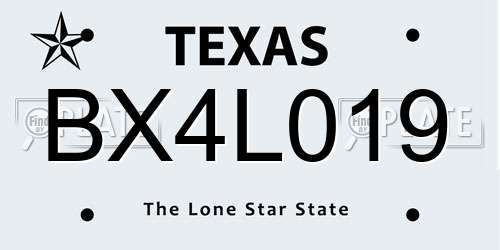 BX4L019 Texas License Plate