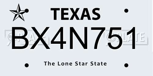 BX4N751 Texas License Plate