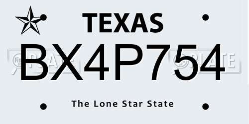 BX4P754 Texas License Plate