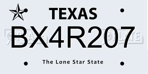 BX4R207 Texas License Plate