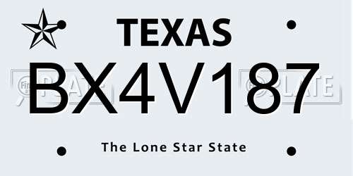 BX4V187 Texas License Plate