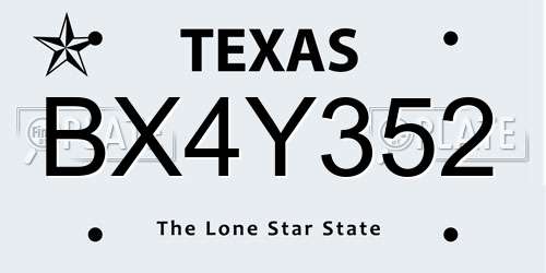 BX4Y352 Texas License Plate