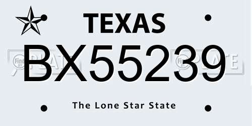 BX55239 Texas License Plate