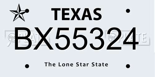BX55324 Texas License Plate
