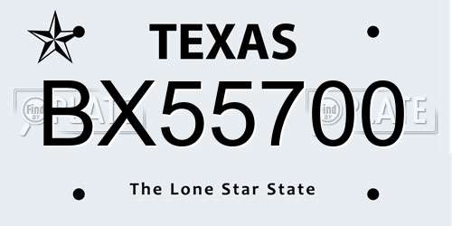 BX55700 Texas License Plate