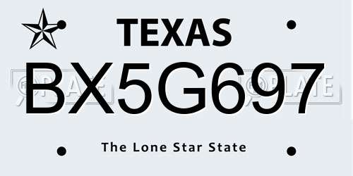 BX5G697 Texas License Plate