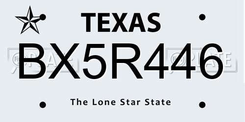 BX5R446 Texas License Plate