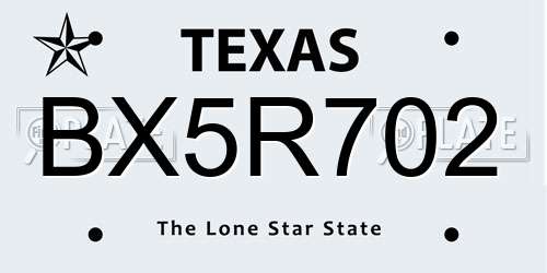 BX5R702 Texas License Plate