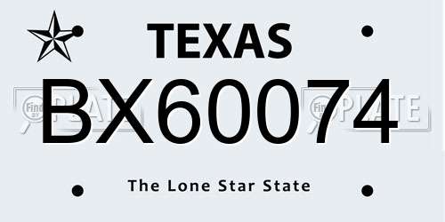 BX60074 Texas License Plate