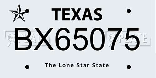 BX65075 Texas License Plate