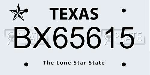 BX65615 Texas License Plate