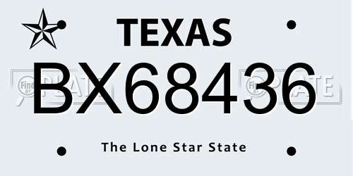 BX68436 Texas License Plate