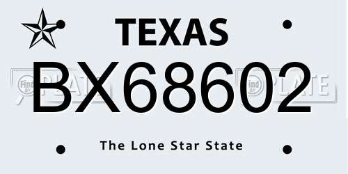 BX68602 Texas License Plate