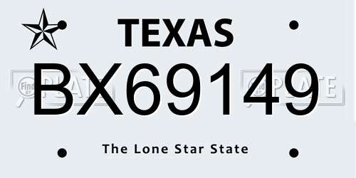 BX69149 Texas License Plate