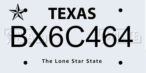 BX6C464 Texas License Plate
